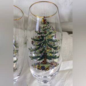 Spode Christmas Tree Champagne Flutes